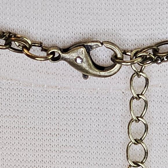 Layered Necklace Natural Stone Pendant Antiqued Goldtone Christopher & Banks - Picture 7 of 9